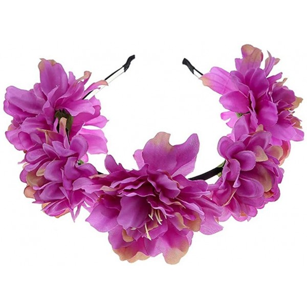 Headbands Women Flower Wreath Crown Floral Wedding Garland Headband Boho Festival Beach Party Hair Band - Purple - CH18NRW8AK...