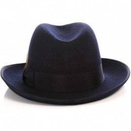 Fedoras Premium Godfather Hat - Navy Blue - CI12BPOTLWJ $28.74