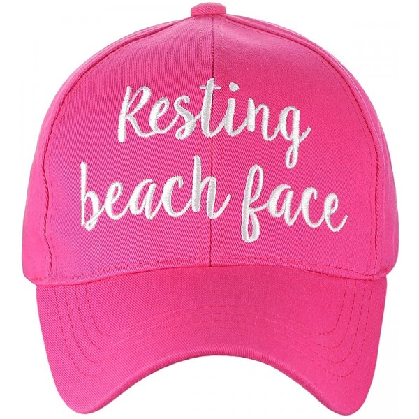 Women's Embroidered Quote Adjustable Cotton Baseball Cap- Resting Beach ...