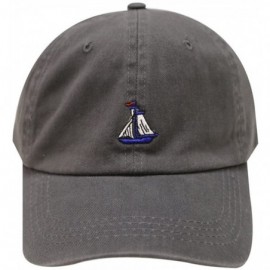 Baseball Caps Boat Small Embroidered Cotton Baseball Cap - Charcoal - CL12H0G3NRP $11.70