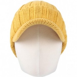 Skullies & Beanies Winter Ribbed Visor Knit Beanie Hat Warm Skully Baseball Cap SLQ1231 - Yellow - CI18ZA6WD3T $26.34