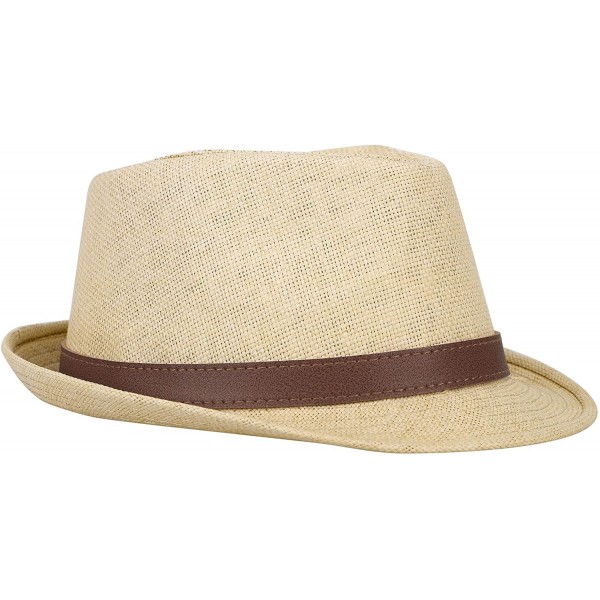 Mens Womens Short Brim Structured Straw Fedora Hat Summer Sun Hat ...
