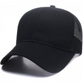 Baseball Caps Custom Ponytail Baseball Cap Personalized Messy Bun Hat Mesh Visor Trucker Hat - Black - C618GZHYG3N $13.93