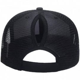 Baseball Caps Custom Ponytail Baseball Cap Personalized Messy Bun Hat Mesh Visor Trucker Hat - Black - C618GZHYG3N $13.93