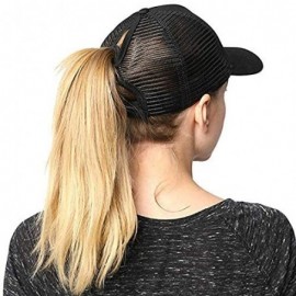 Baseball Caps Custom Ponytail Baseball Cap Personalized Messy Bun Hat Mesh Visor Trucker Hat - Black - C618GZHYG3N $13.93