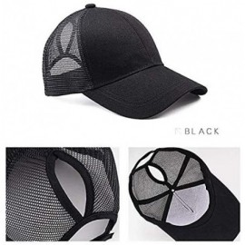 Baseball Caps Custom Ponytail Baseball Cap Personalized Messy Bun Hat Mesh Visor Trucker Hat - Black - C618GZHYG3N $13.93