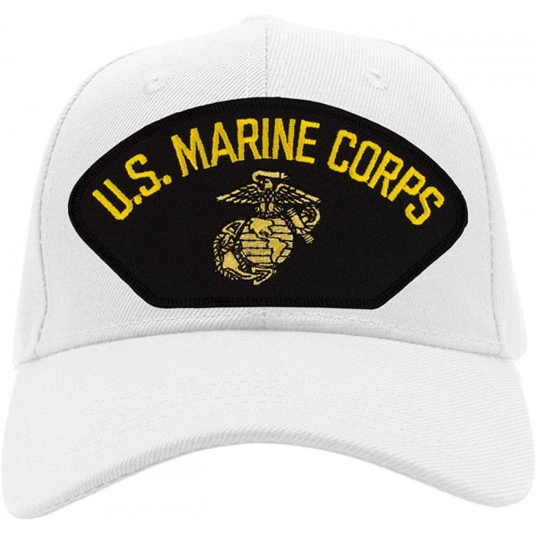 Baseball Caps US Marine Corps EGA Hat/Ballcap Adjustable One Size Fits Most (Black Patch) - White - CX18S6HL36L $25.87