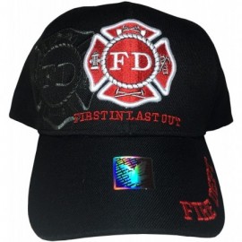 Baseball Caps Fire Department - First in Last Out Fireman Officer Gear Uniform Baseball Cap Hat Adjustable - Black - CC12O0L3...