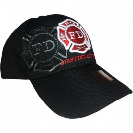 Baseball Caps Fire Department - First in Last Out Fireman Officer Gear Uniform Baseball Cap Hat Adjustable - Black - CC12O0L3...