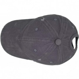 Baseball Caps Ponytail Baseball Hat Distressed Retro Washed Cotton Twill - Grey 2 - CI18ISW378L $12.20