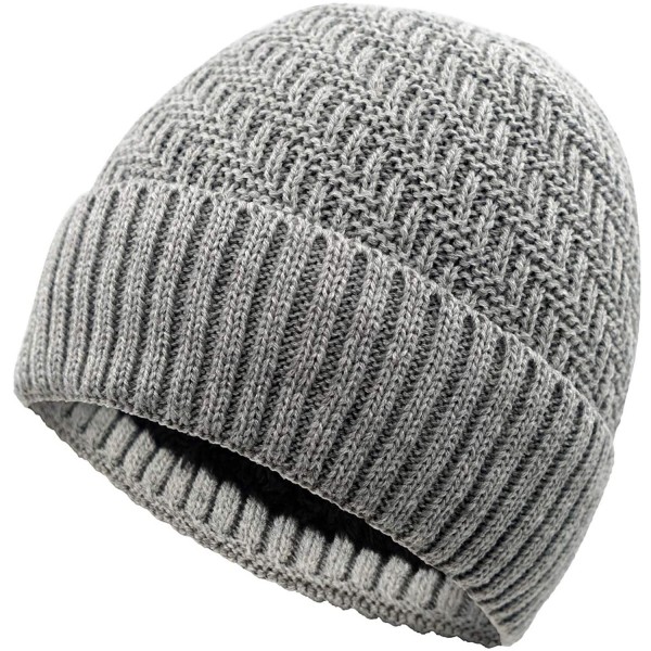 Skullies & Beanies Daily Beanie Hat for Men Warm Winter Hats Thick Knit Cuff Beanie Cap - Light Gray - CT18IDUESGY $8.62