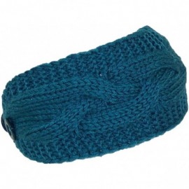 Cold Weather Headbands Solid Color Cable & Garter Stitch Knit Headband (One Size) - Teal - C2125W15FAR $9.12